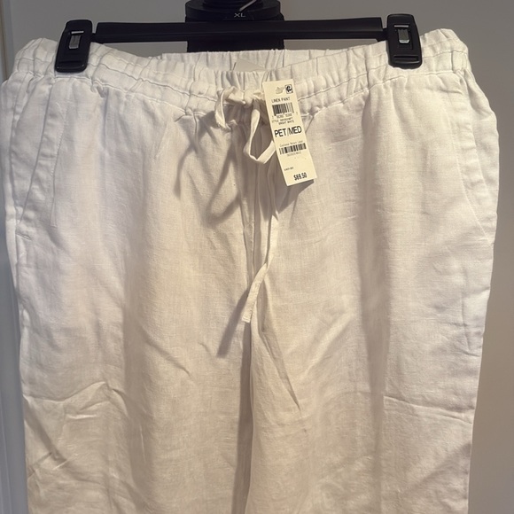 Women White Linen Pants Sz. PM (petite medium) - Picture 4 of 4